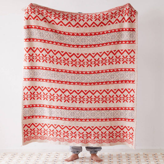 CHRISTMAS SNOWFLAKE KNITTED JACQUARD BLANKET