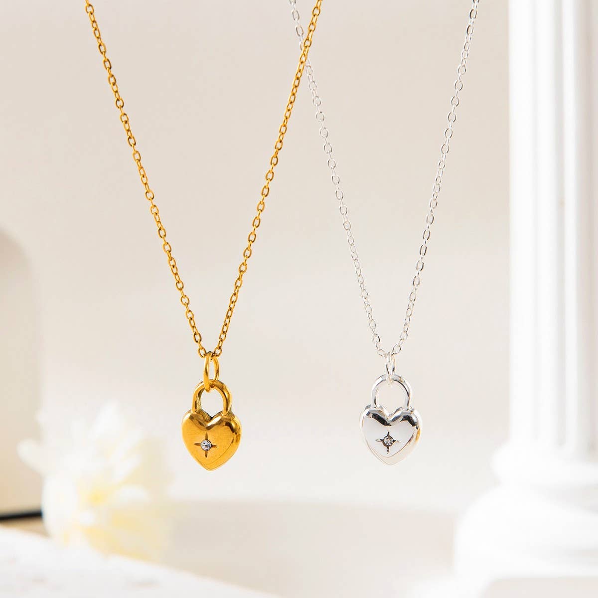 Creative stainless steel love lock necklace