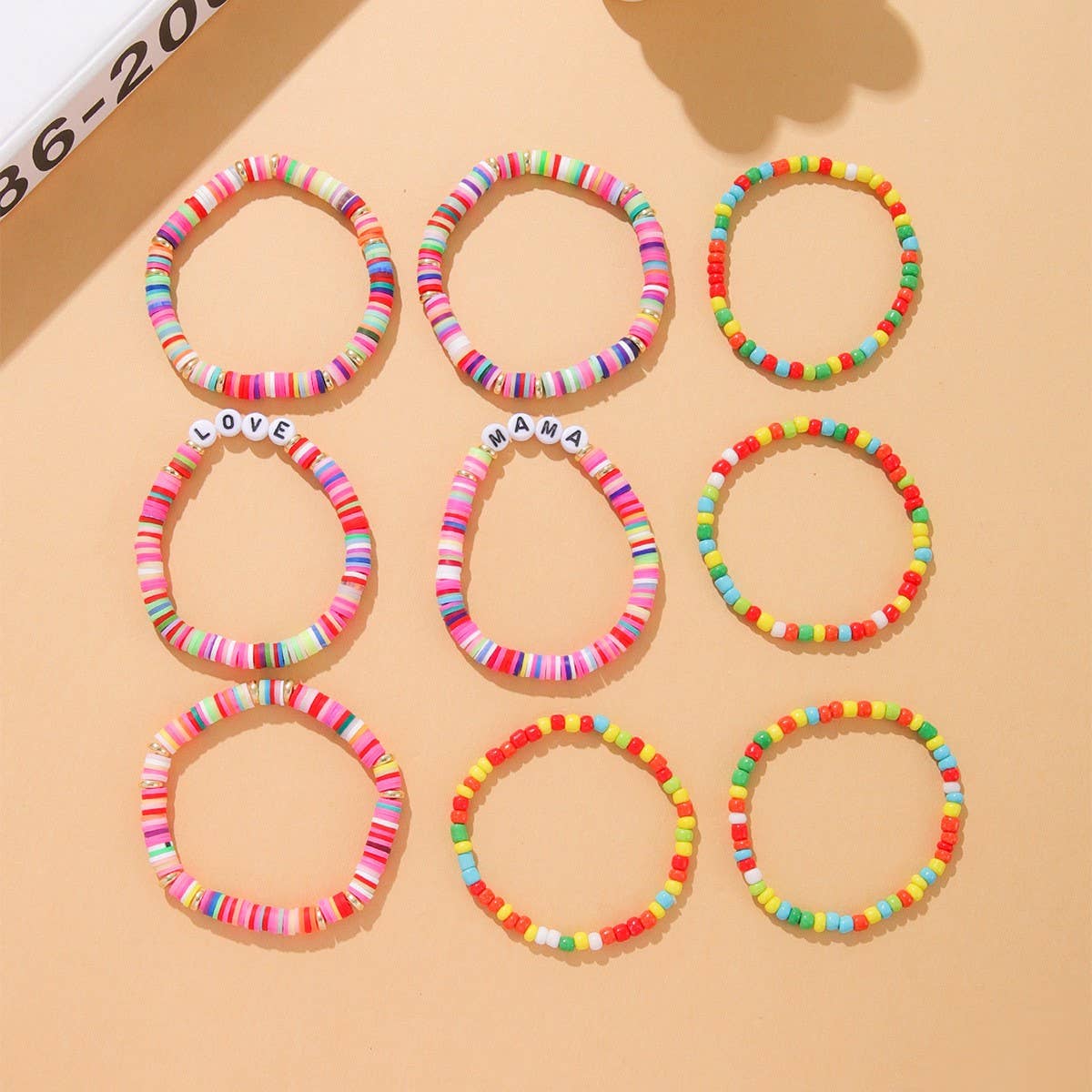 FASHION BEADED ENGLISH LETTER STACKED BRACELET SET_CWMM3541