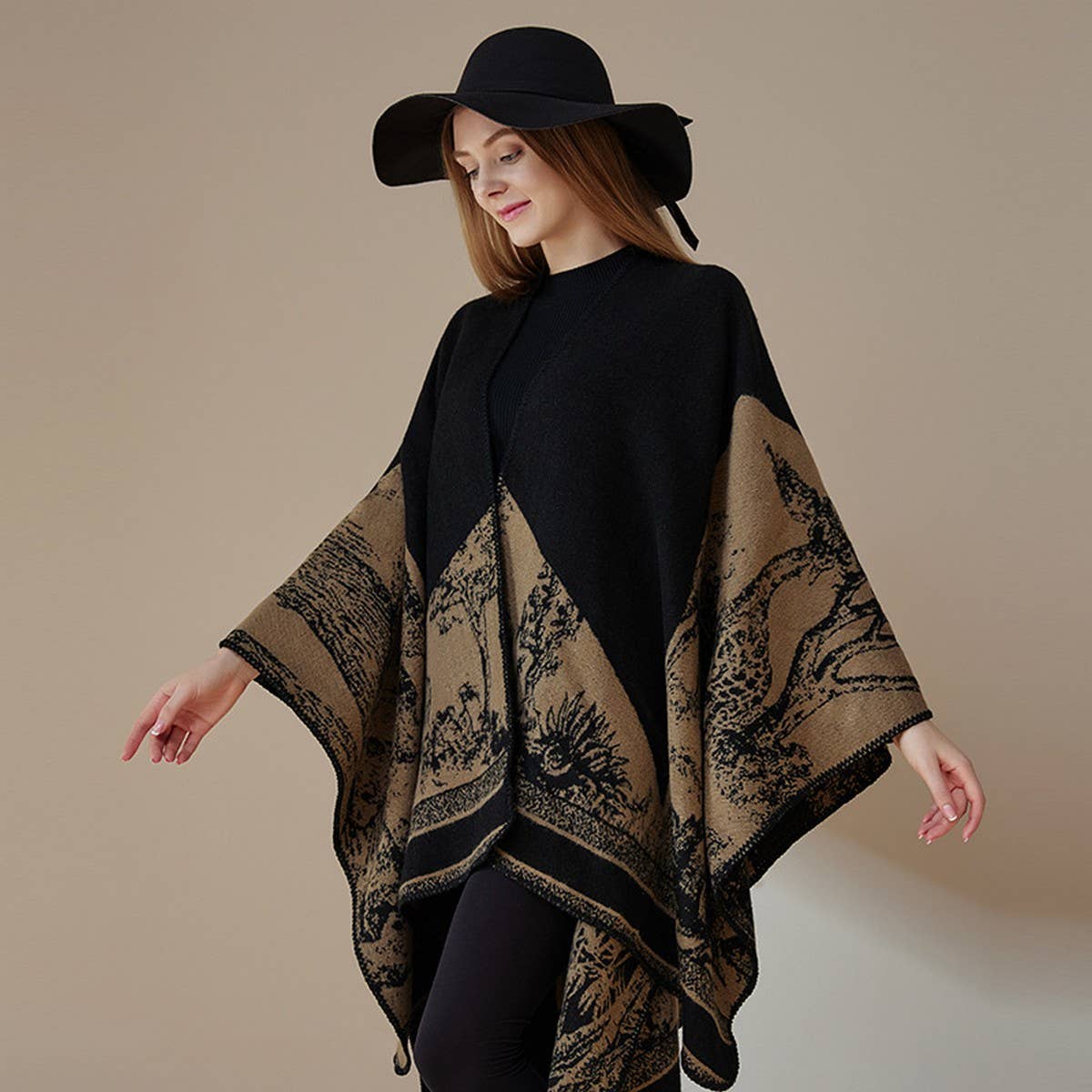 CAPE DARK DOUBLE-SIDED WARM OUTER WEAR THICK SHAWL_CWASC2116