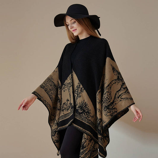CAPE DARK DOUBLE-SIDED WARM OUTER WEAR THICK SHAWL_CWASC2116