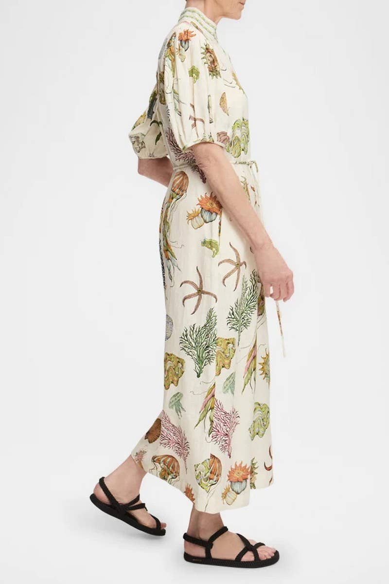 CWDMD5740_NEW PRINTED CASUAL PUFF SLEEVE DRESS