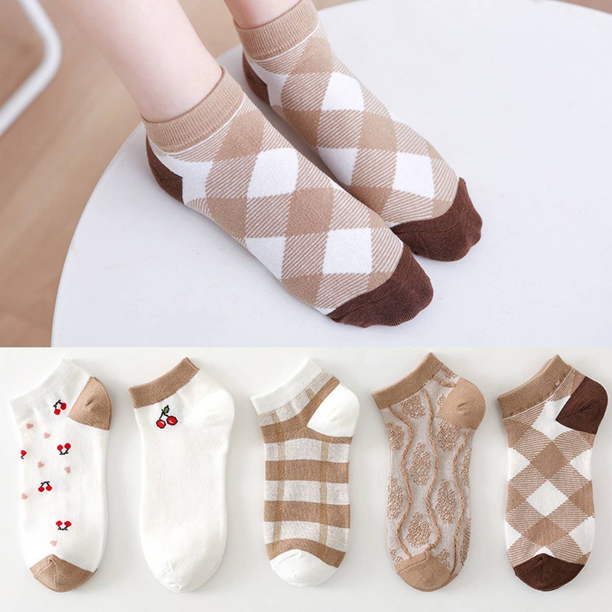 WOMEN'S PREPPY STYLE COTTON BREATHABLE SOCKS