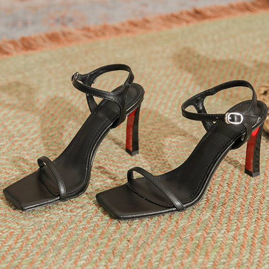 BLACK MINIMALIST SQUARE HEADED LADIES HEELS_CWSHH0021