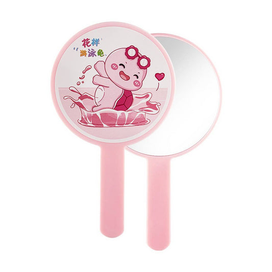 CWMM6947_CARTOON CUTE HANDHELD ROUND HANDLE MAKEUP MIRROR