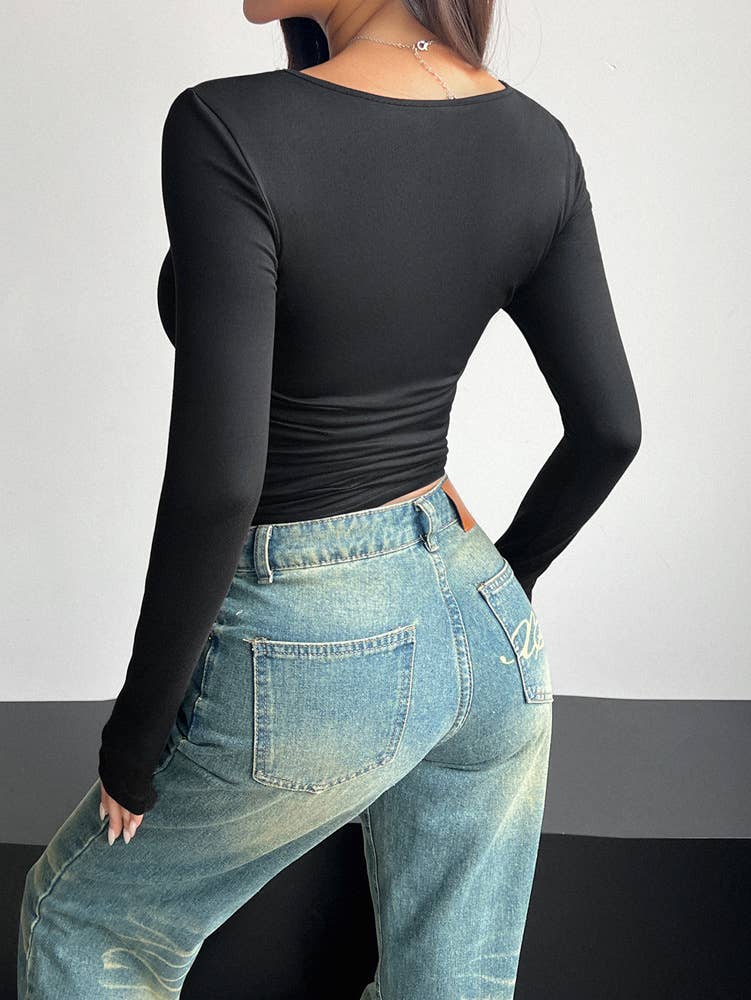 SQUARE-NECK LONG-SLEEVED PULLOVER BODICE