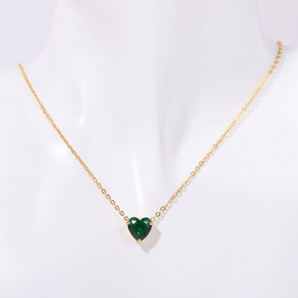 Stainless Steel Birthstone Heart Necklace_CWMM5667