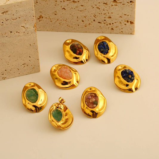 Natural Stone Stainless Steel Irregular Earrings