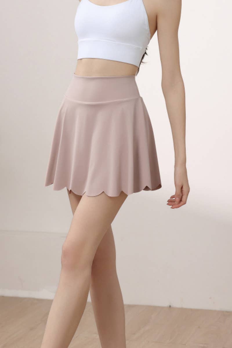 CWBSP0517_HIGH WAIST PETAL ANTI-EXPOSURE SPORTS SKIRT