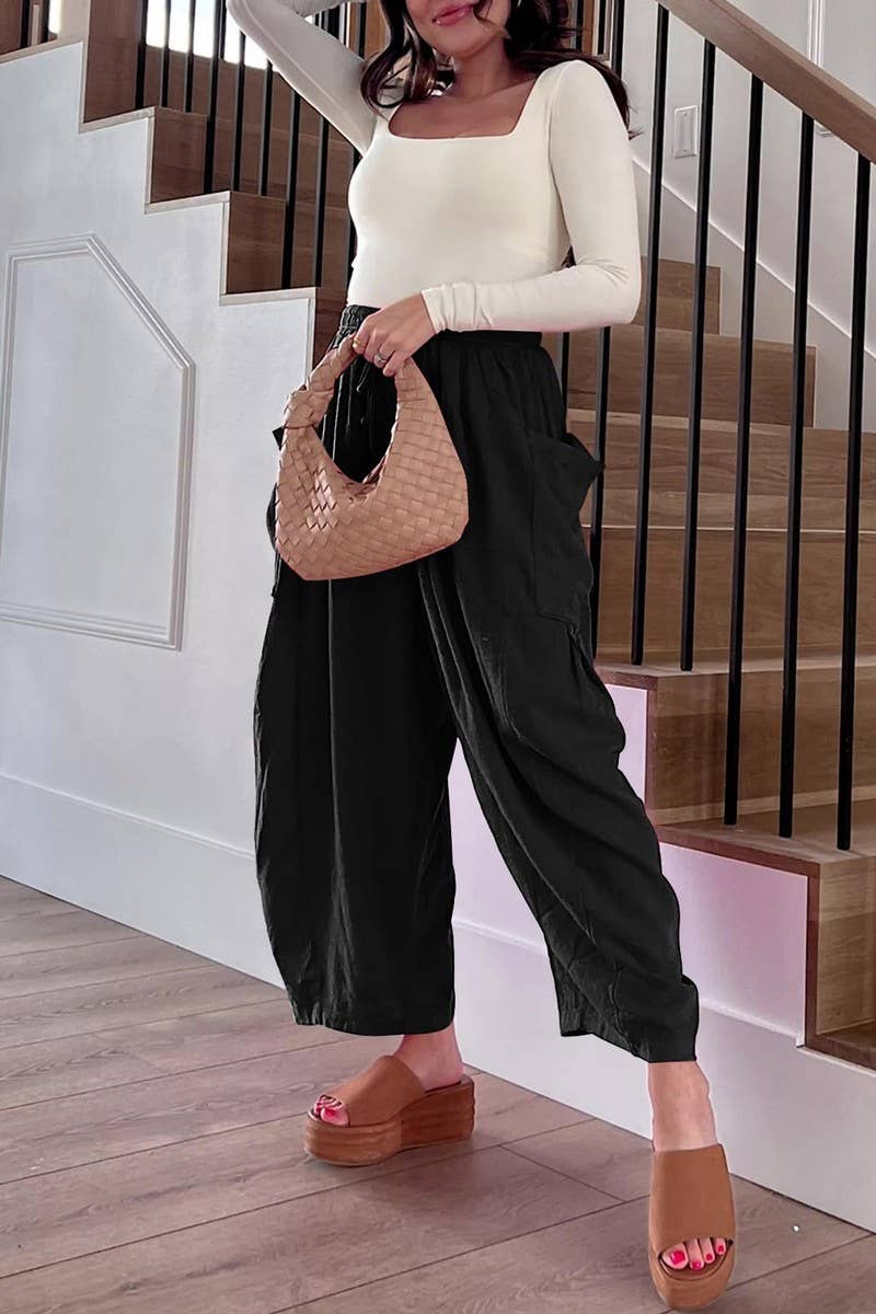 CWBLP0709_LOOSE CASUAL COTTON AND LINEN TROUSERS