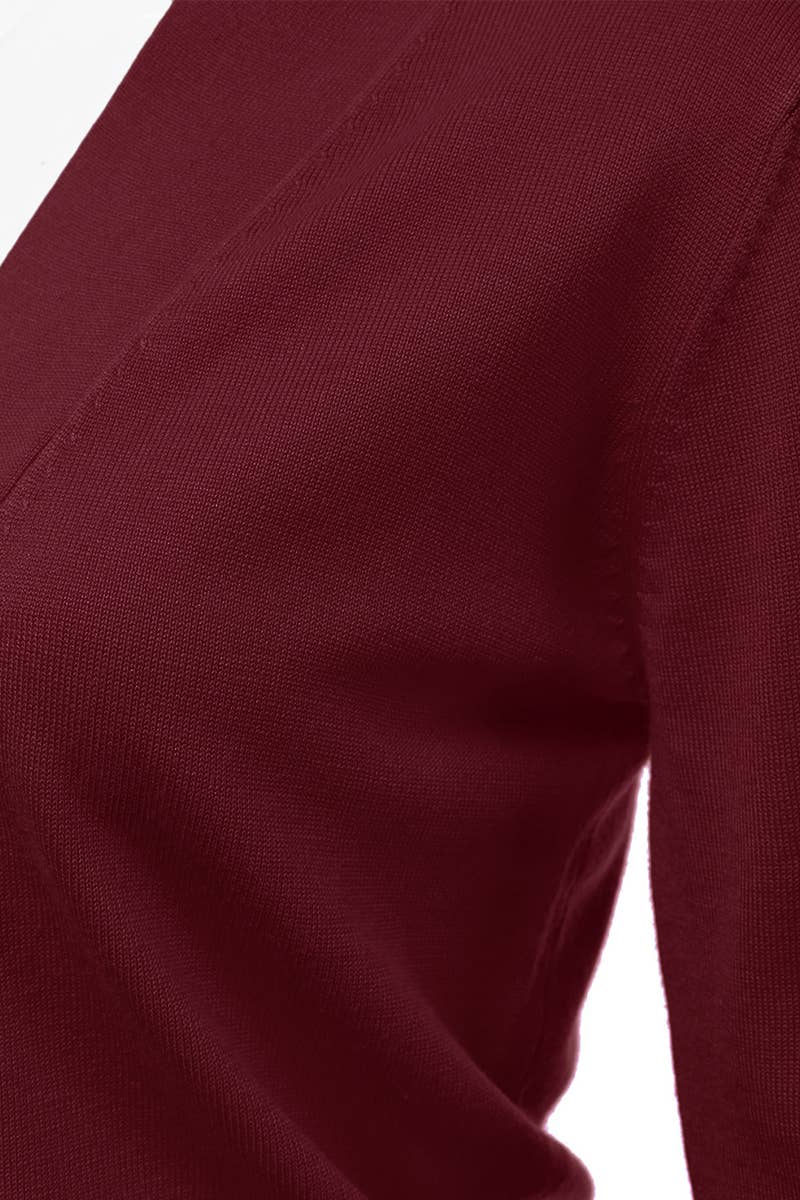 AWOCAS074_Basic 3/4 Sleeve Open Front Cropped Cardigan