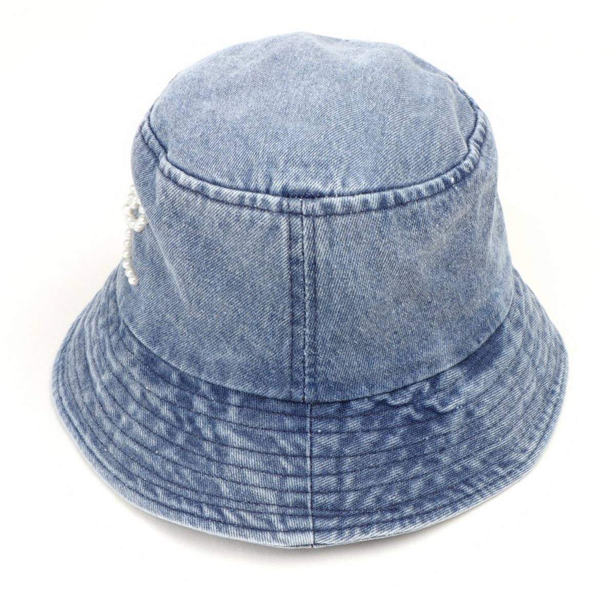 PEARL BOW DENIM BUCKET HAT_CWAH1537