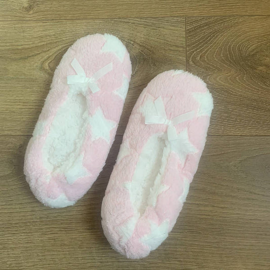CORAL FLEECE PRINTED SOFT-SOLED SOCKS SLIPPERS