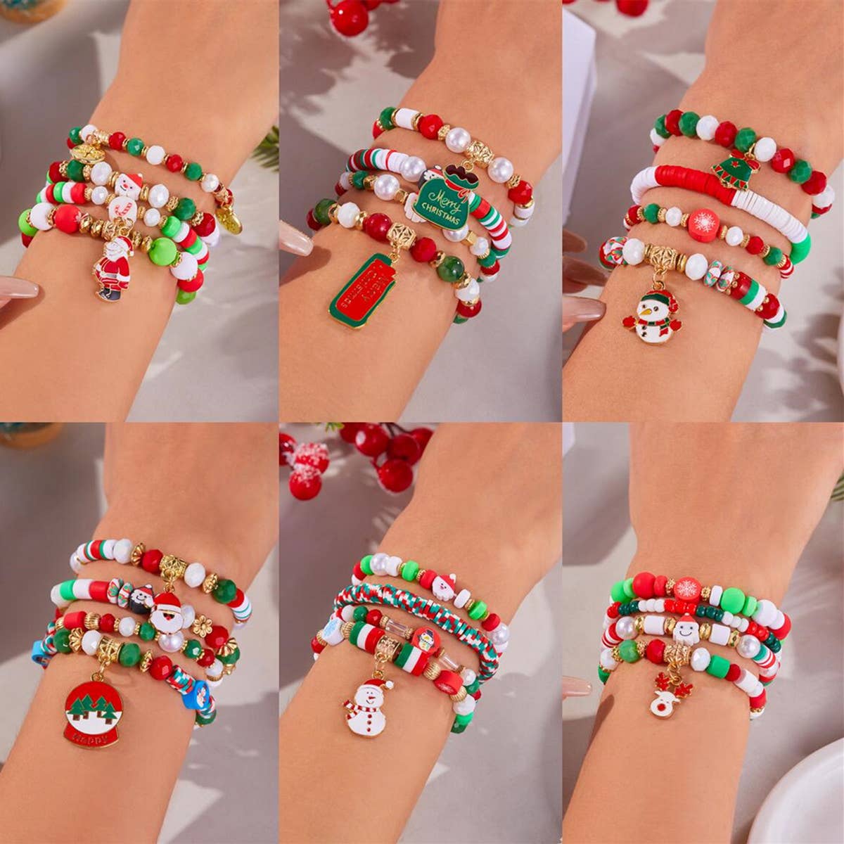 CHRISTMAS COMBINATION COLORFUL ELASTIC BRACELET