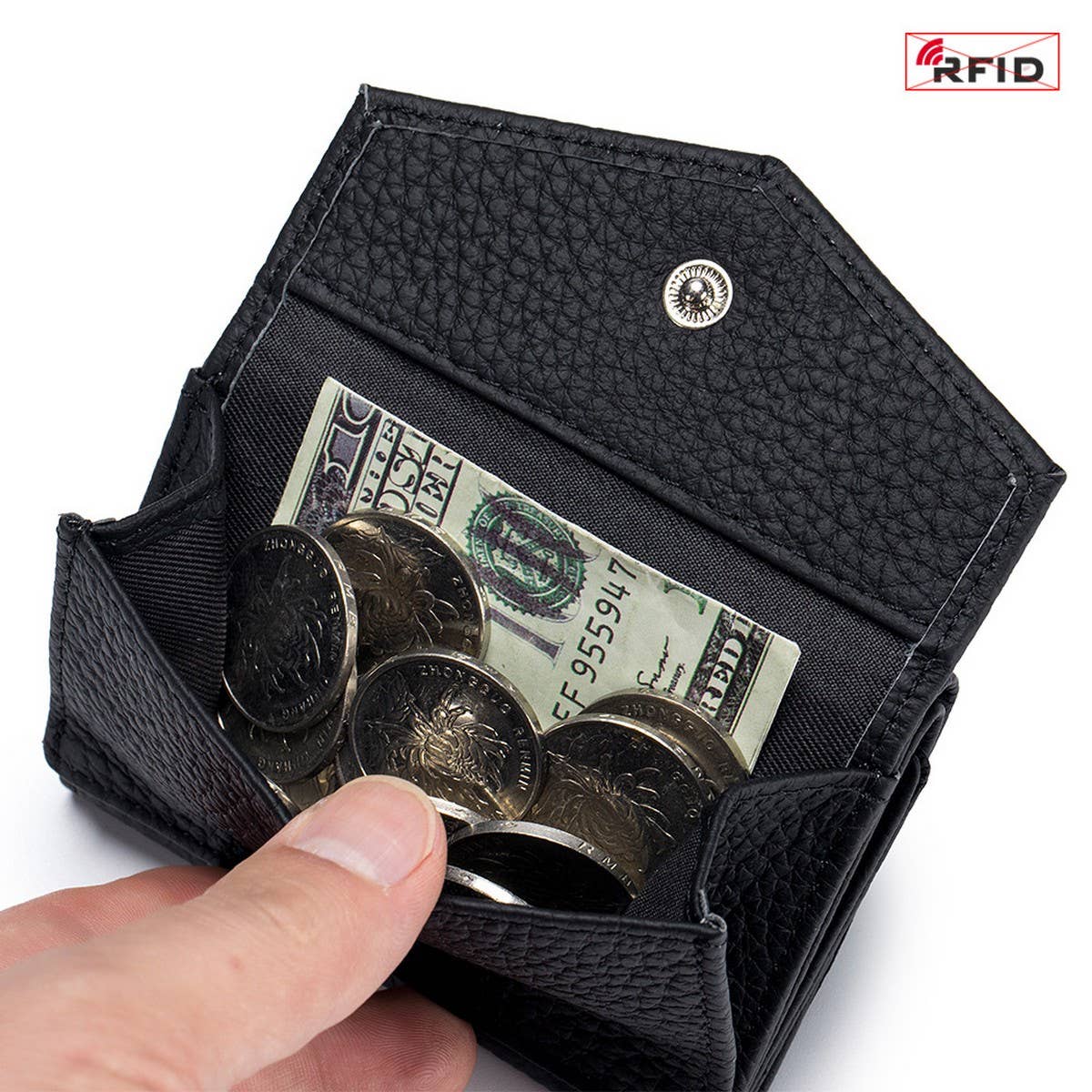 FASHION GENUINE LEATHER SHORT TRIFOLD MINI WALLET_CWAB3785