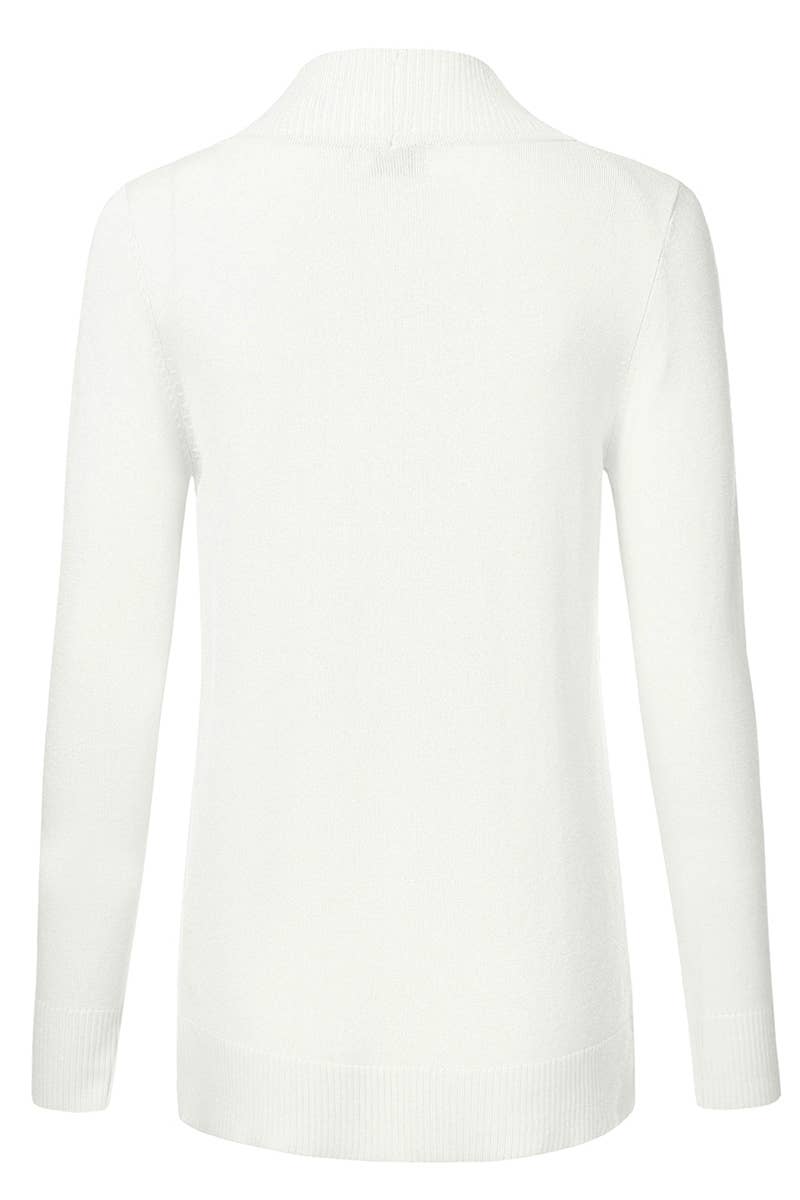 AWOCAL313_Open Front Long Sleeve Pockets Sweater Cardigan