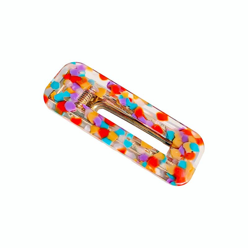 Colored polka dot square acetate plate hair clip
