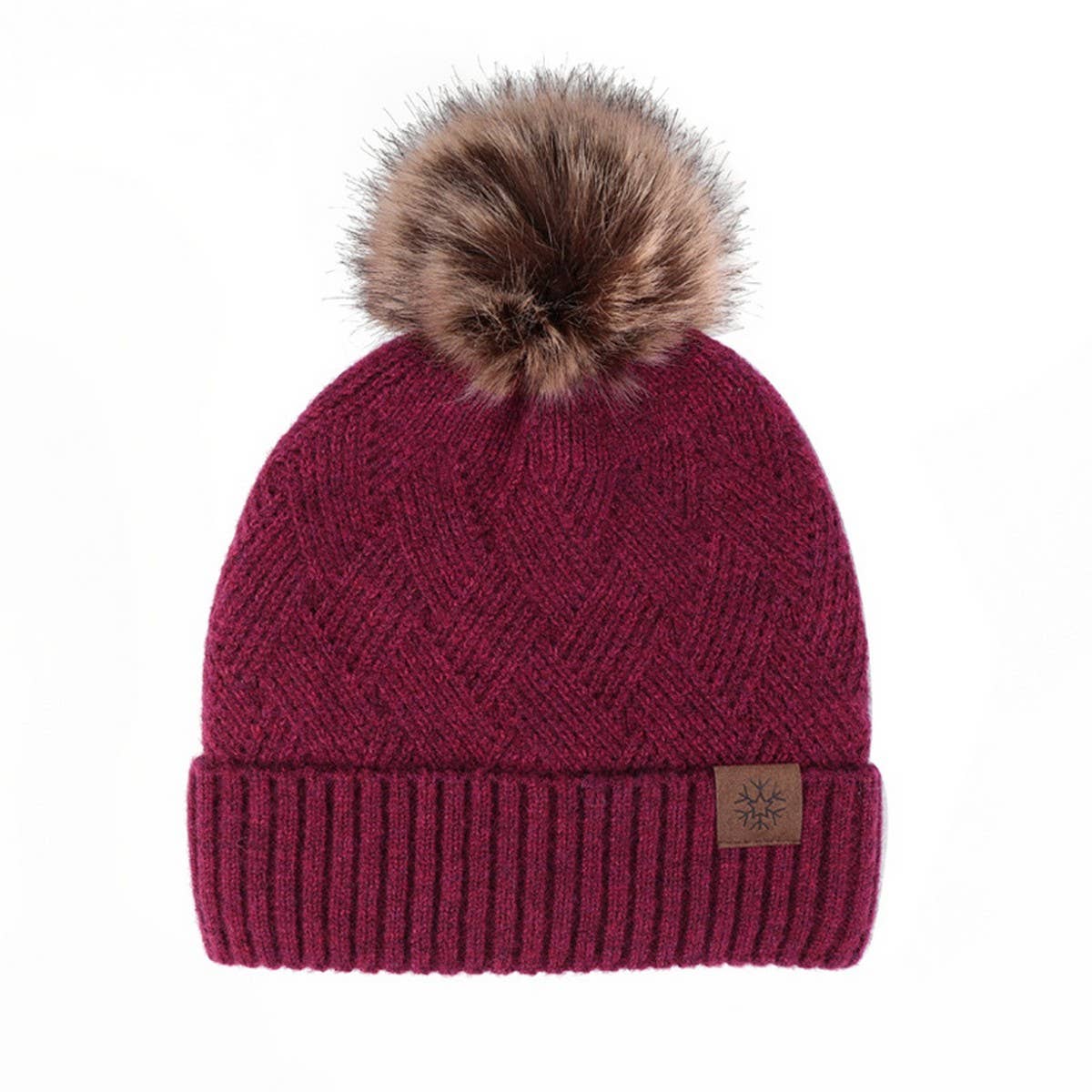 WINTER DOUBLE PLUSH BALL KNITTED HAT FOR WOMEN_CWAH2456