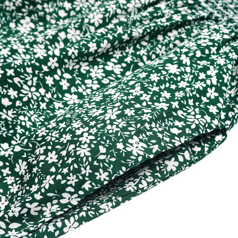 SQUARE NECK LONG SLEEVE FLORAL JUMPSUIT