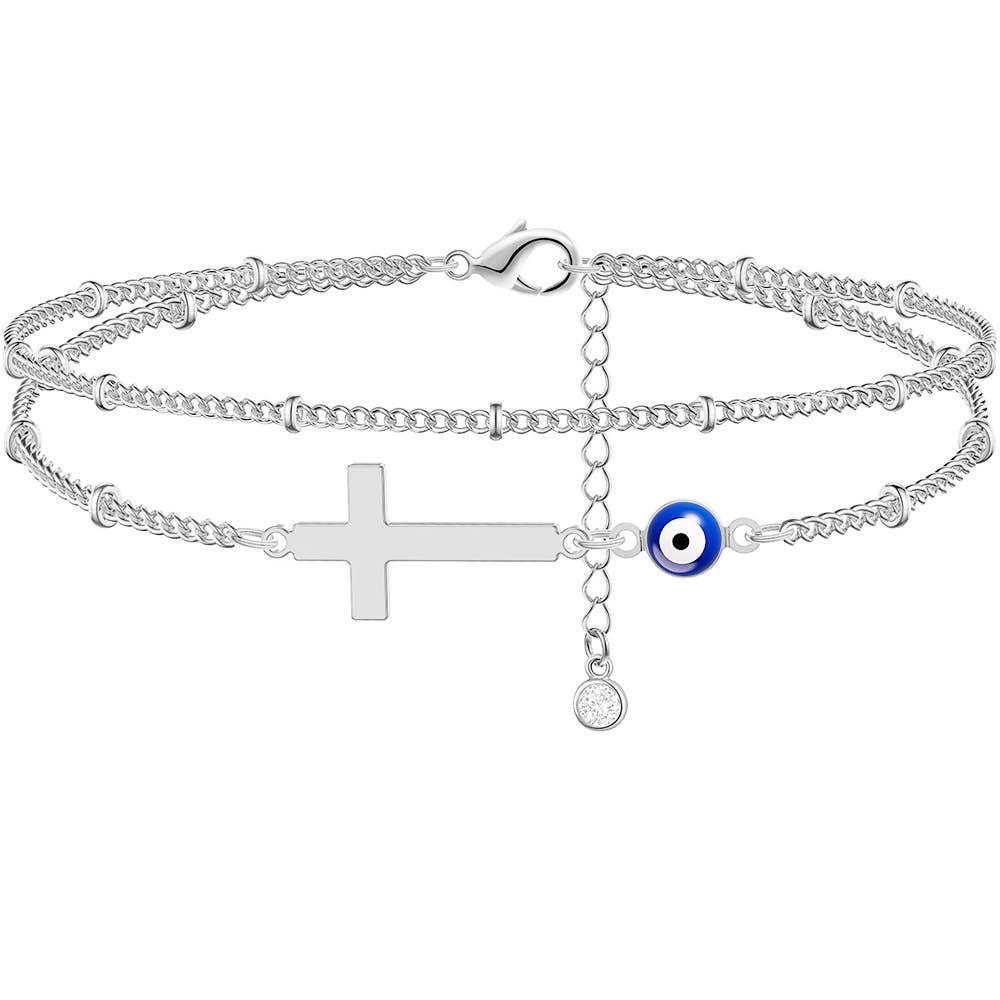 Devil's Eye Cross Double-layer Anklets