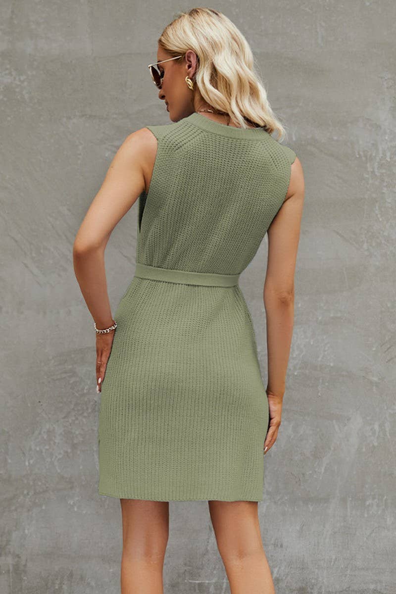 SOLID COLOR CREW NECK KNITTED DRESS_CWDSD2454