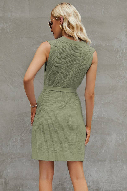 SOLID COLOR CREW NECK KNITTED DRESS_CWDSD2454
