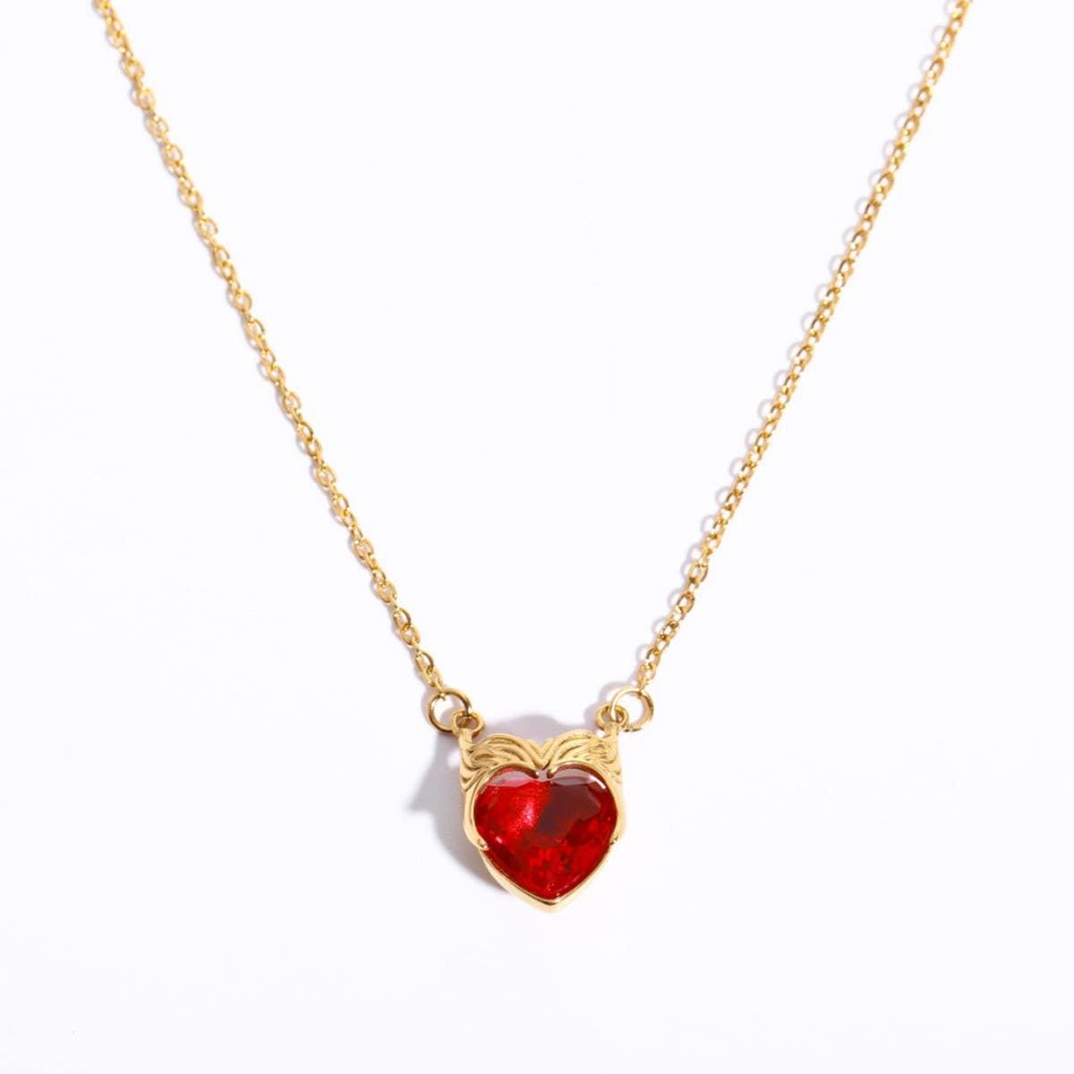 Stainless Steel Heart Zircon Pendant Necklace_CWMM5589