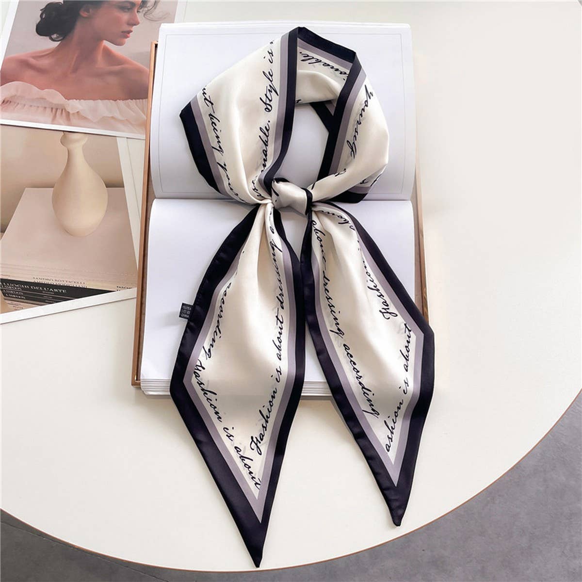 FASHIONABLE DOUBLE-LAYER RIBBON ANGLED HEAD SCARF