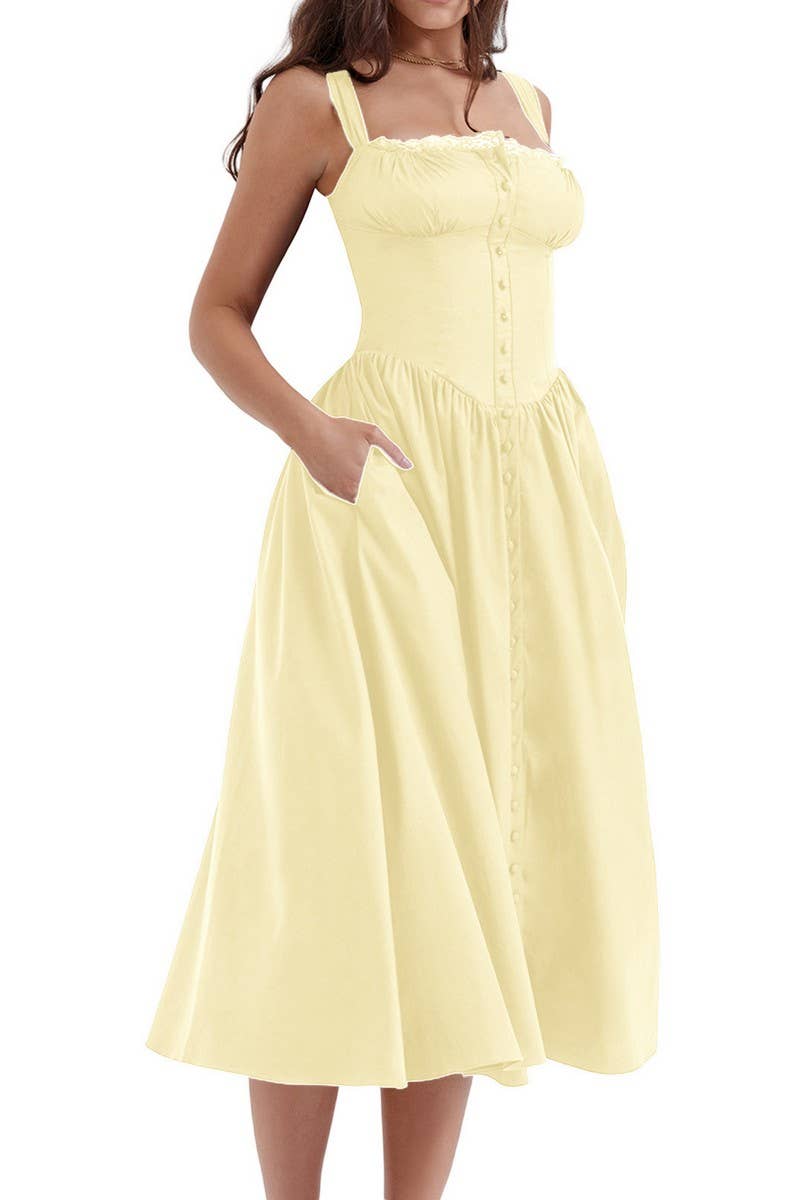 CWDMD5945_FLORAL OR SOLID STRAPLESS SLEEVE MAXI CAMI DRESS