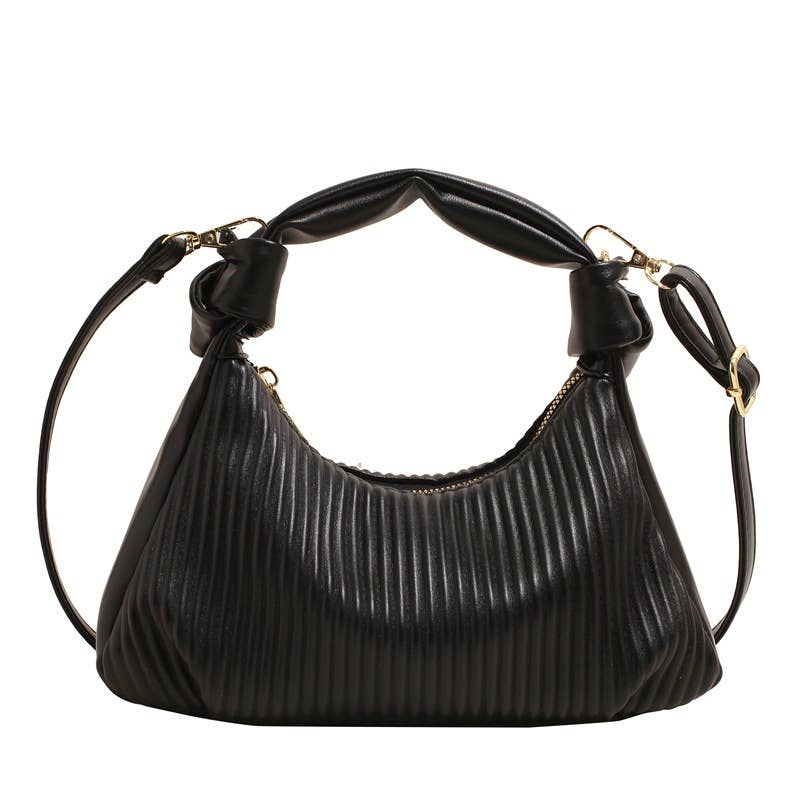 Simple pleated and creased single-shoulder bag