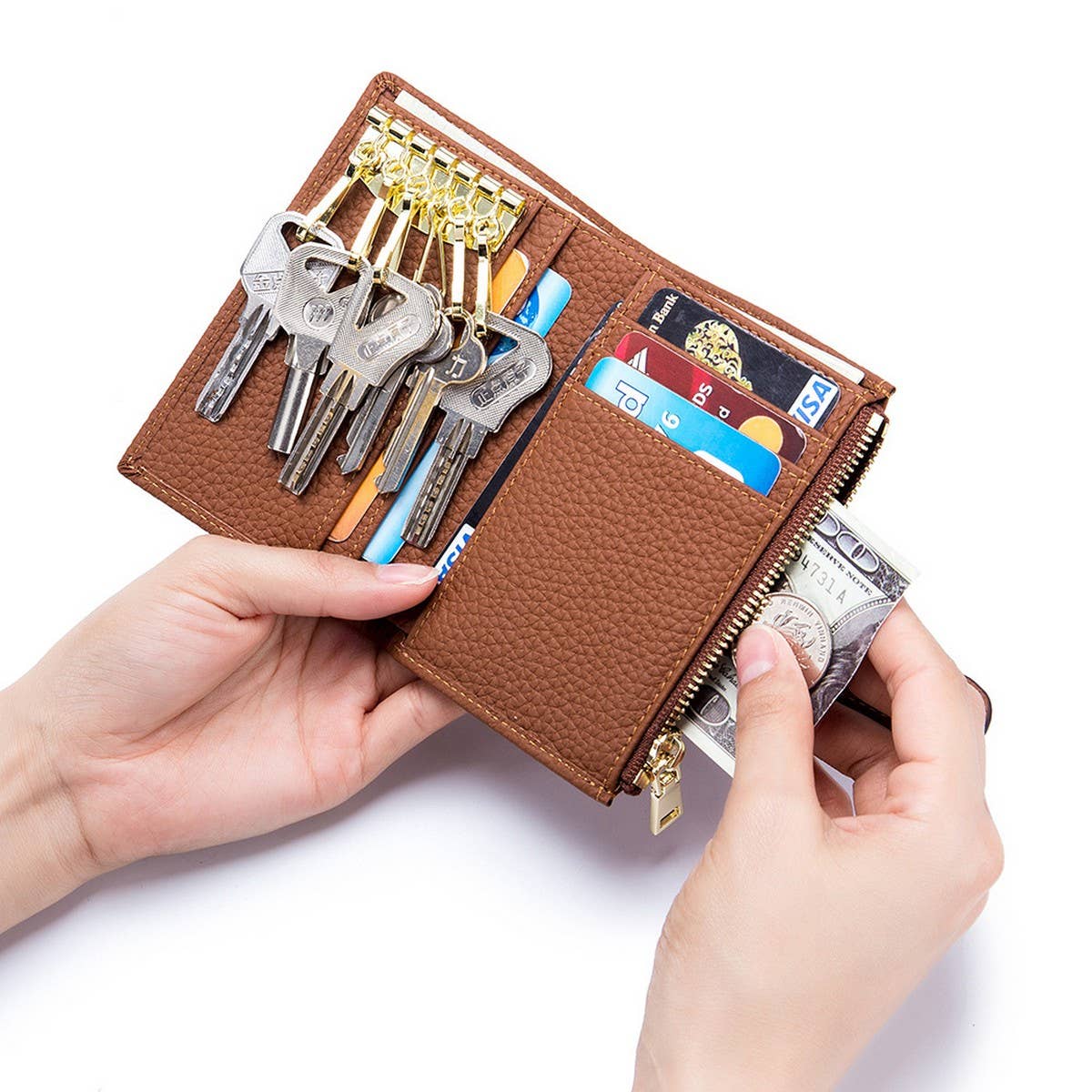 MULTIFUNCTIONAL KEY COIN PURSE SMALL LEATHER WALLET_CWAB3818