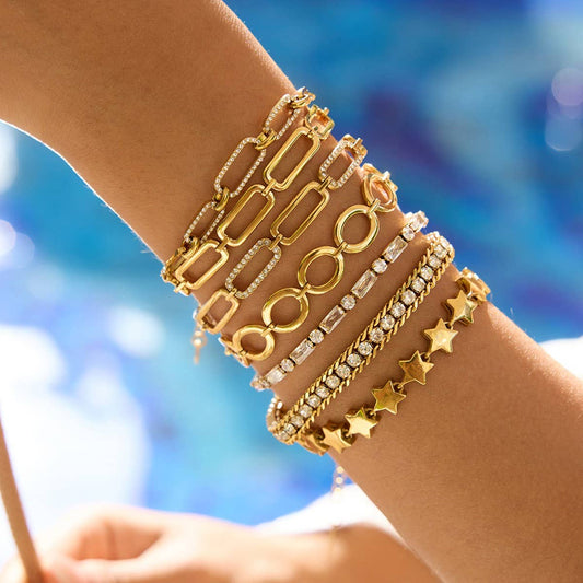 Classic 18K Gold Paperclip Hollow Chain Bracelet