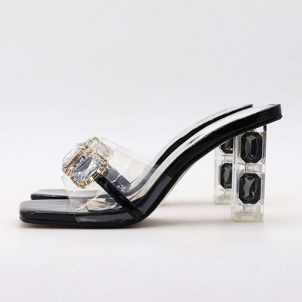 RHINESTONE SEXY THICK HEEL HIGH HEEL SANDALS
