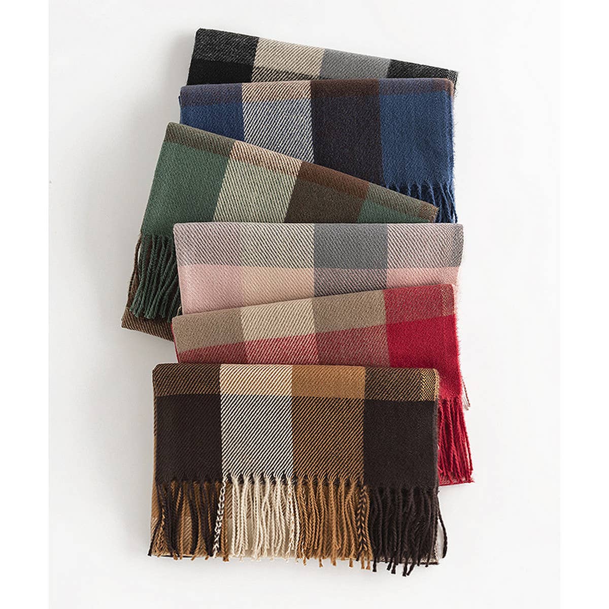 Melange Plaid Scarf ? Soft Faux Cashmere Fall Wrap