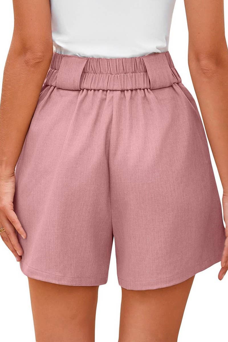 CWBSP00628_2025 WOMEN HIGH WAIST CASUAL SHORTS WITH POCKETS