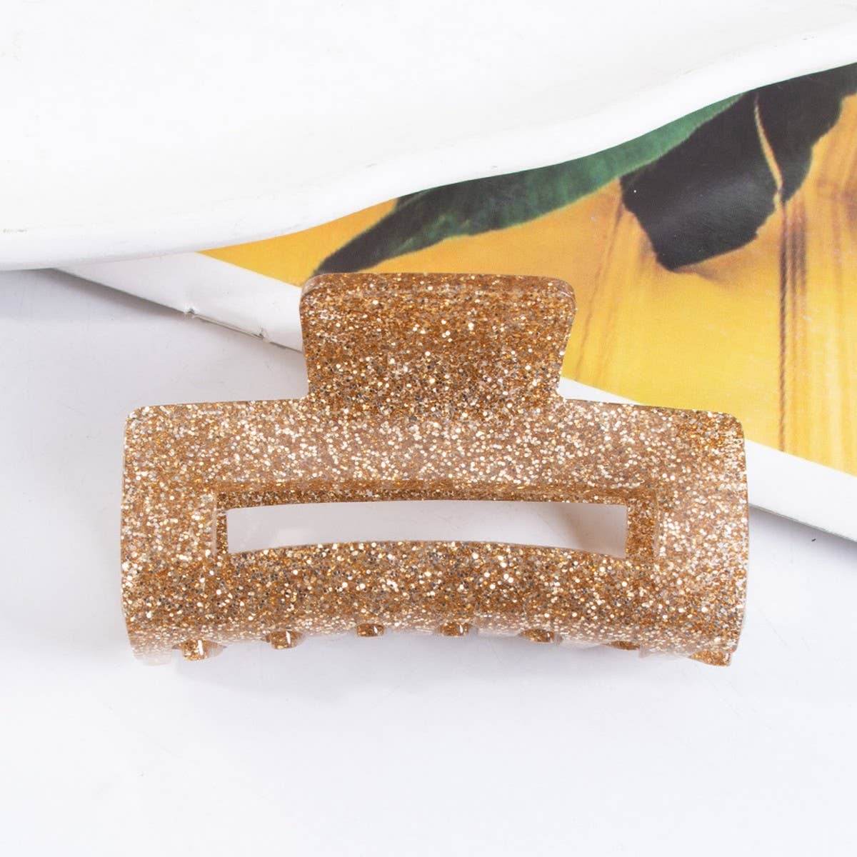CWAHA1437_GLITTER POWDER RECTANGLE GENTLE HAIR CLAW CLIP