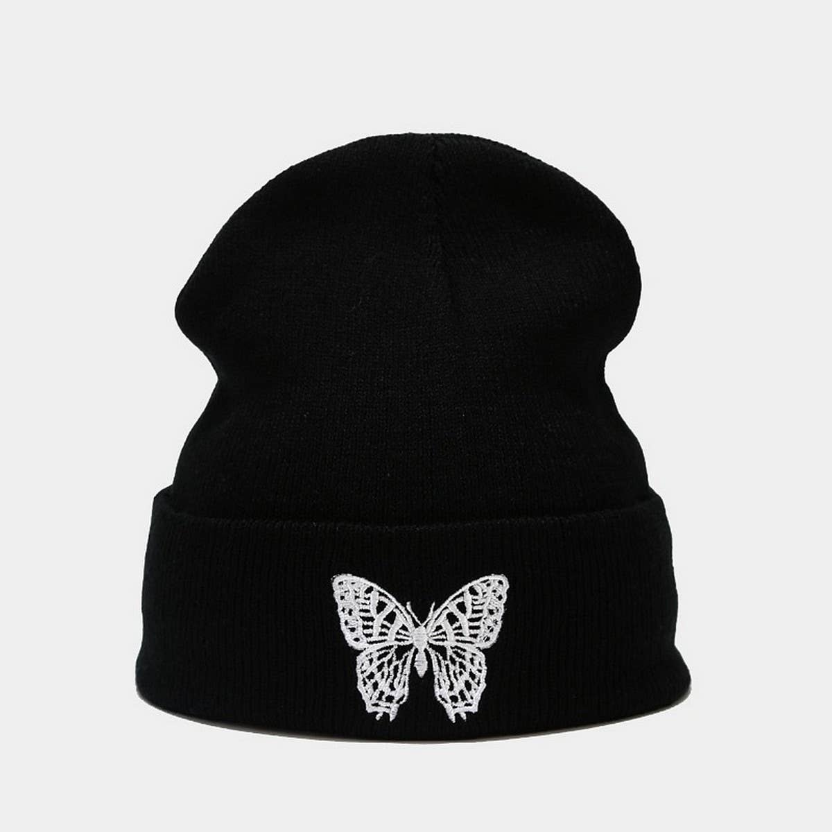 BUTTERFLY EMBROIDERY ALL-MATCH WARM KNITTED HAT_CWAH2132