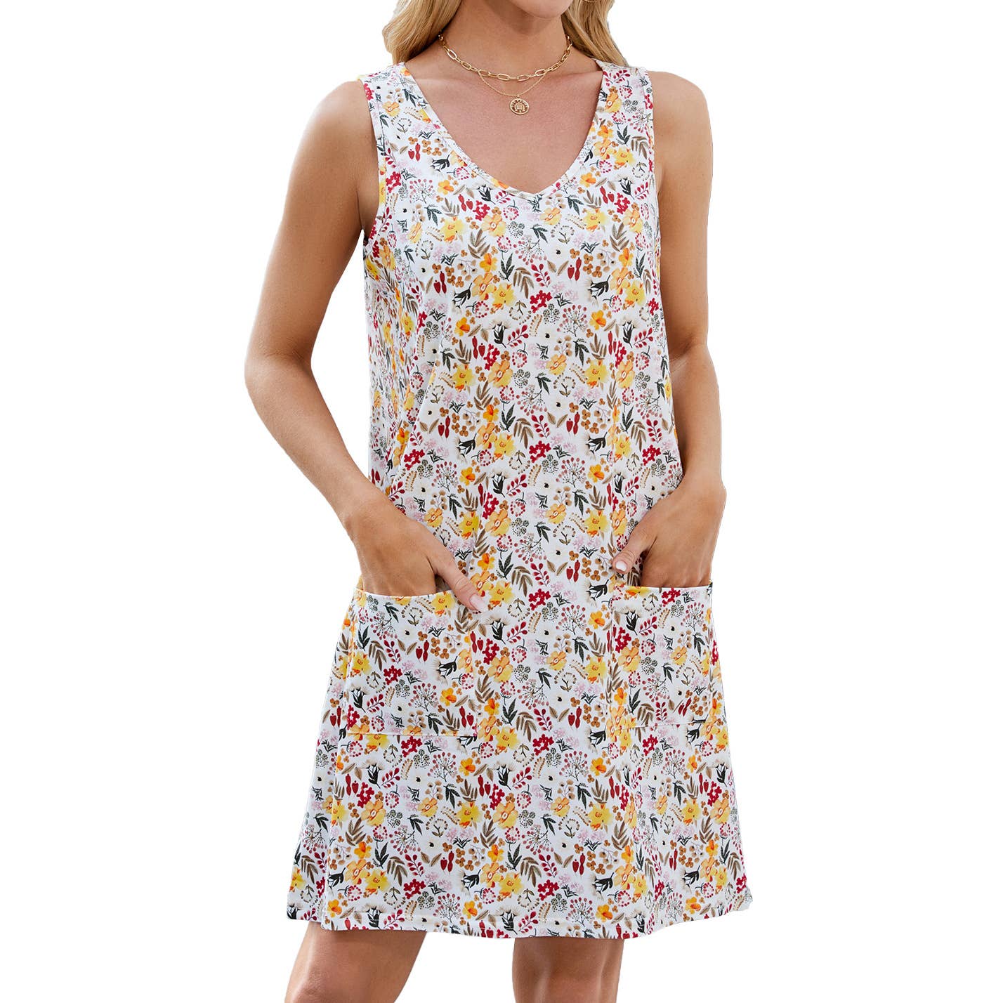 Print halter loose casual short tank dress