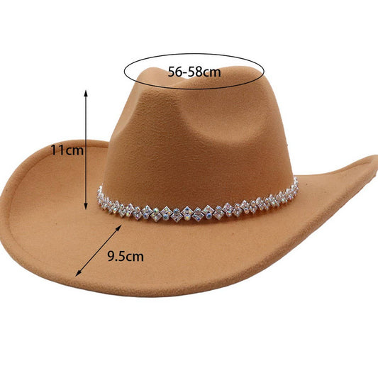 Brown Western Felt Cowboy Hat with Sparkle Band_CWAH04440