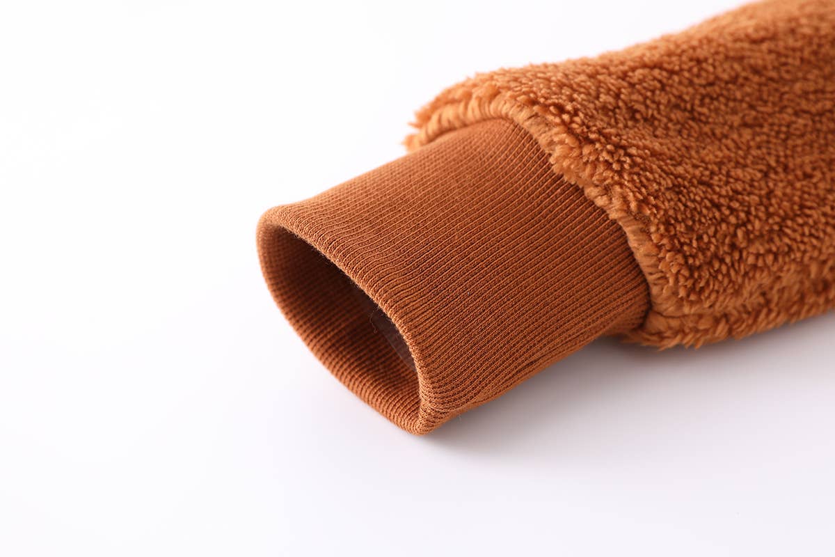 SOLID COLOR LAPEL FLEECE ZIPPER JACKET