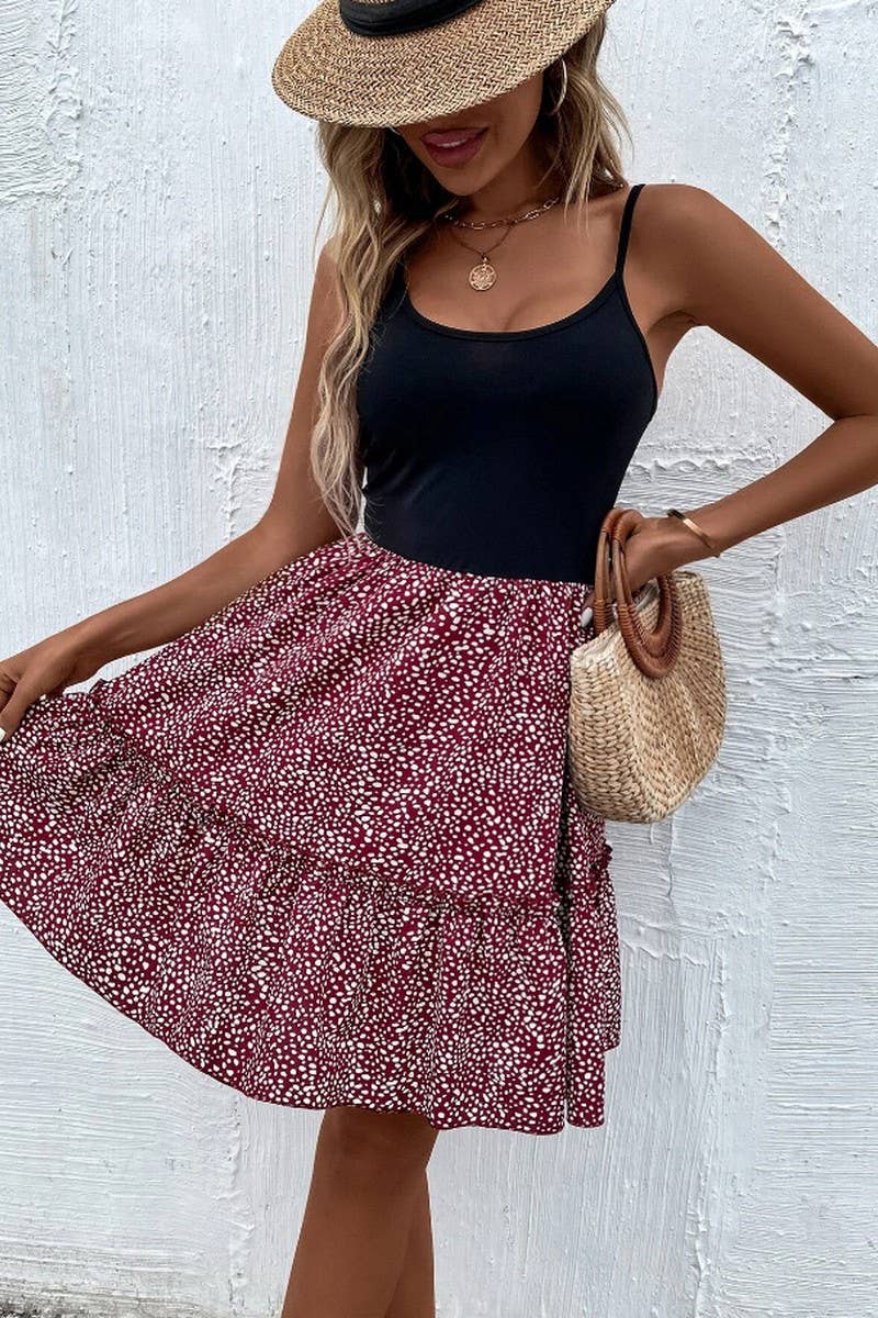 CWDSD10537_ELEGANT CONTRASTING SUSPENDER DRESS