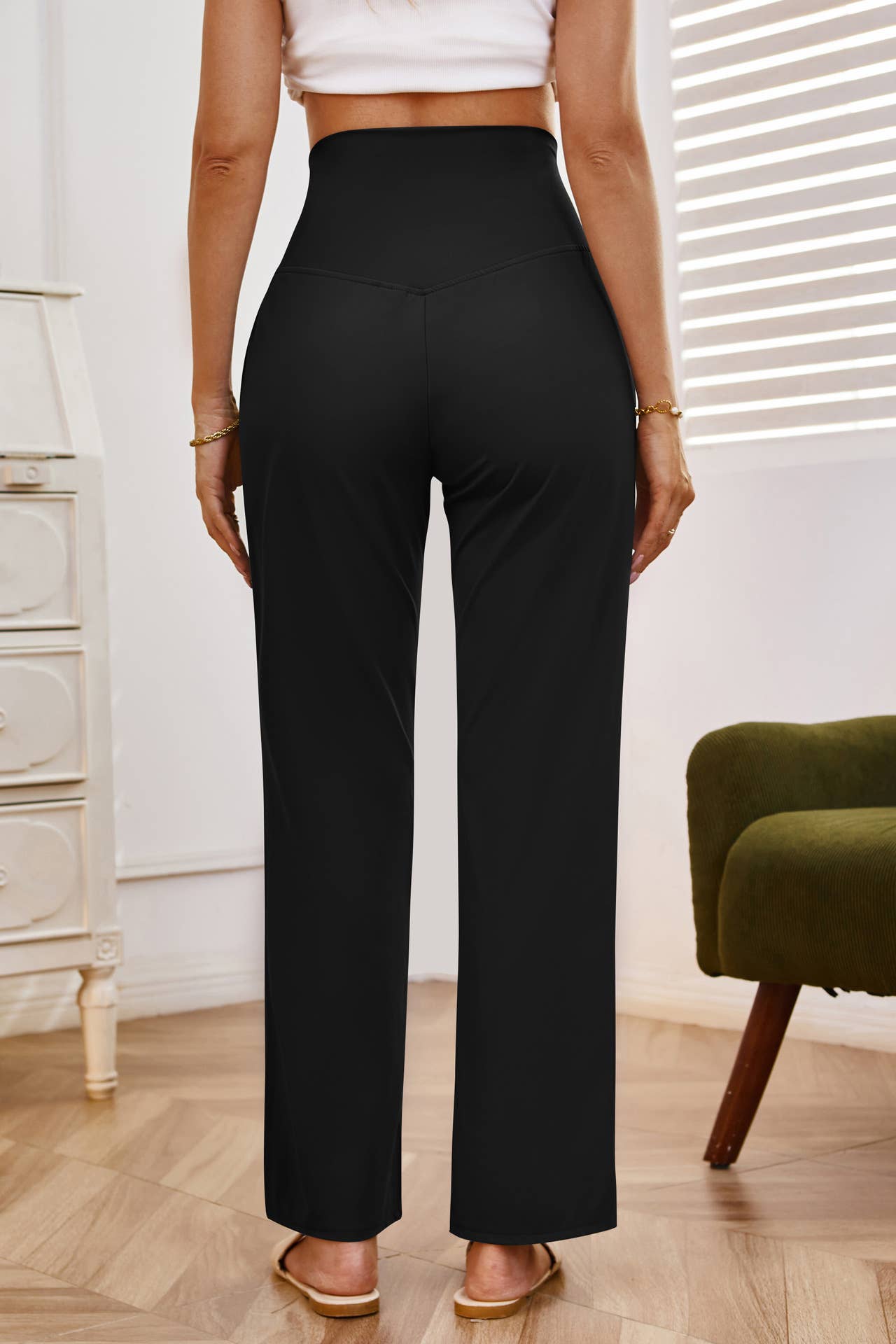 High-waist straight leg athleisure yoga pants