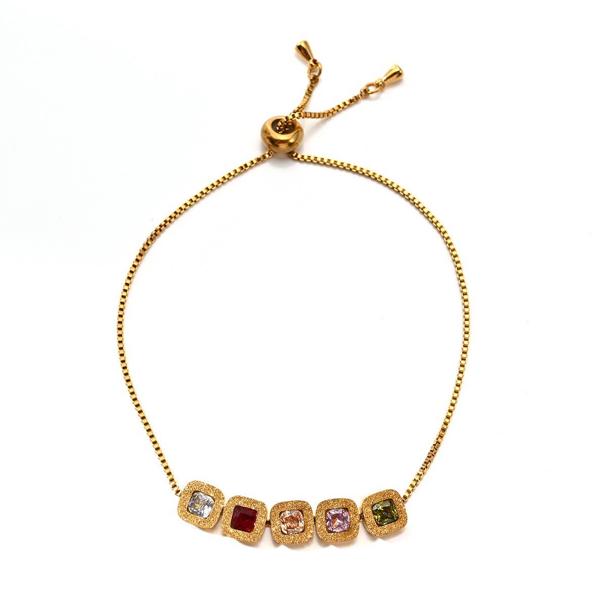 Adjustable Square Zircon Stainless Steel Bracelet_CWAJE4598