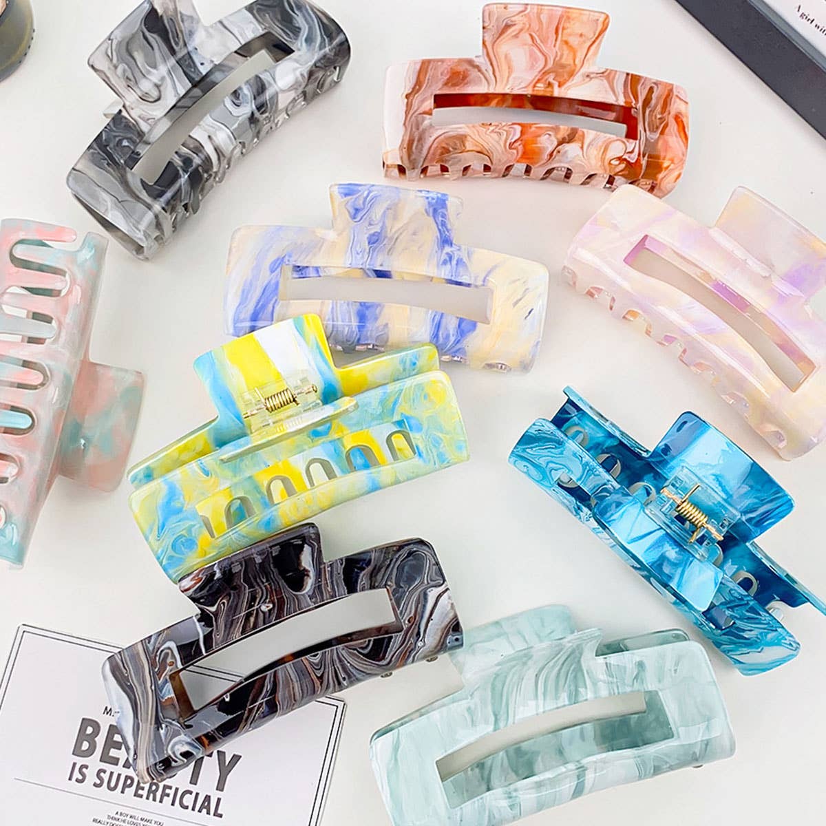 Acrylic Ink Hair Claw - Large Hollow Shark Clip_CWAHA0393