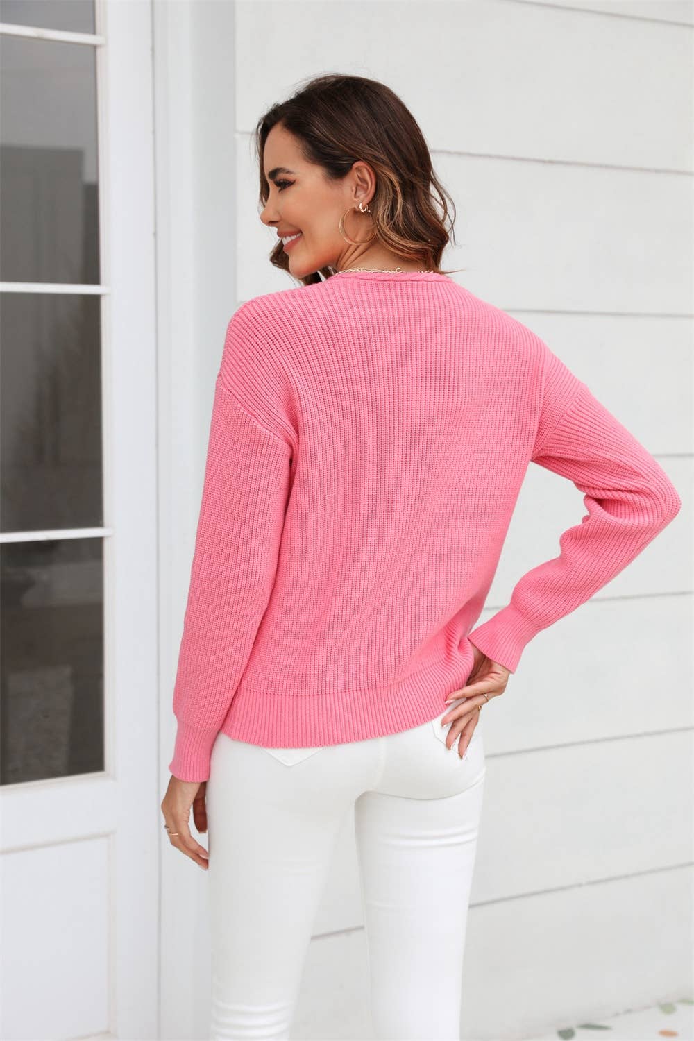 CWOSWL1034_ Long Sleeve V-neck Pullover Sweater