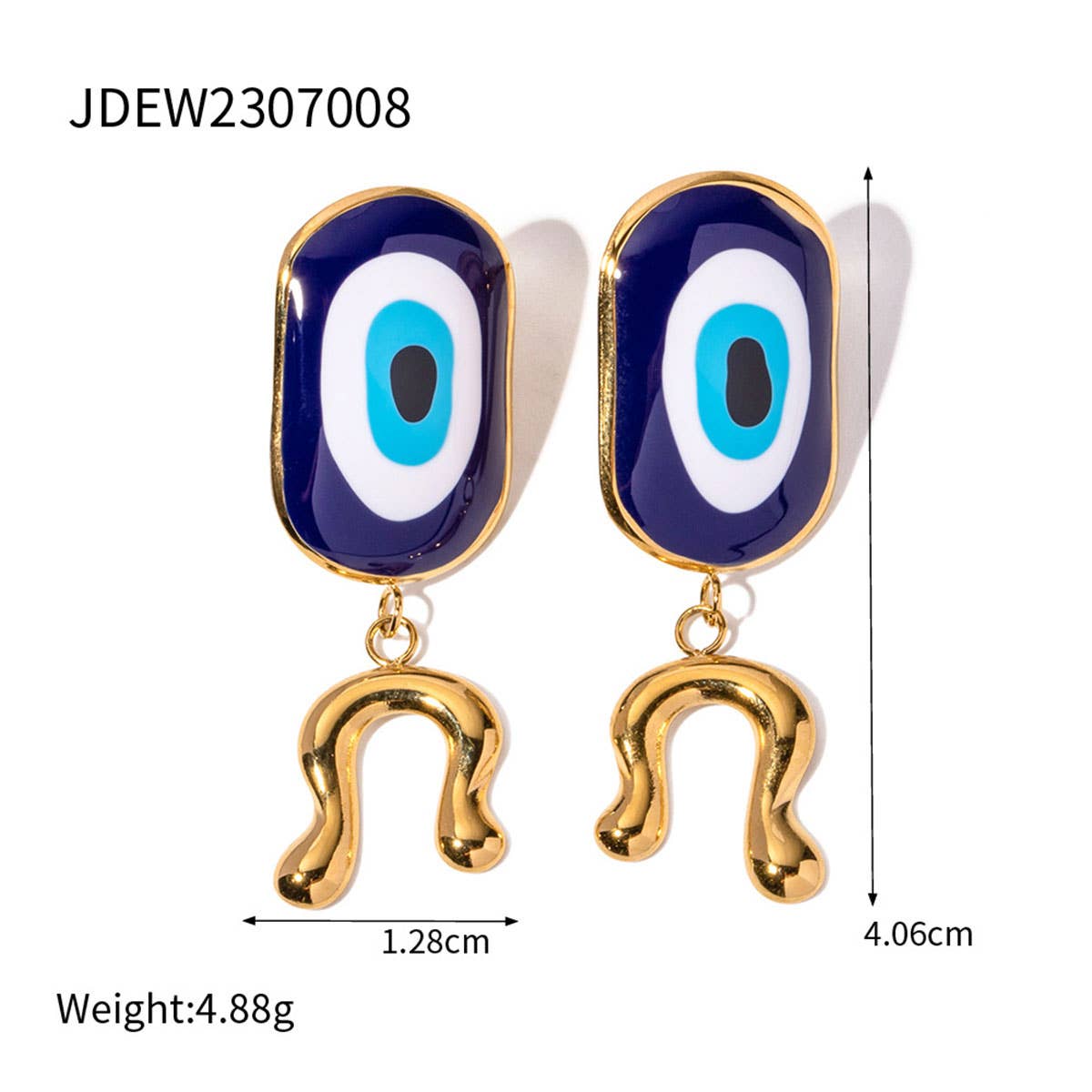 OIL DRIPPING BLUE EVIL EYE PENDANT RINGS,EARRINGS_CWAJE0621