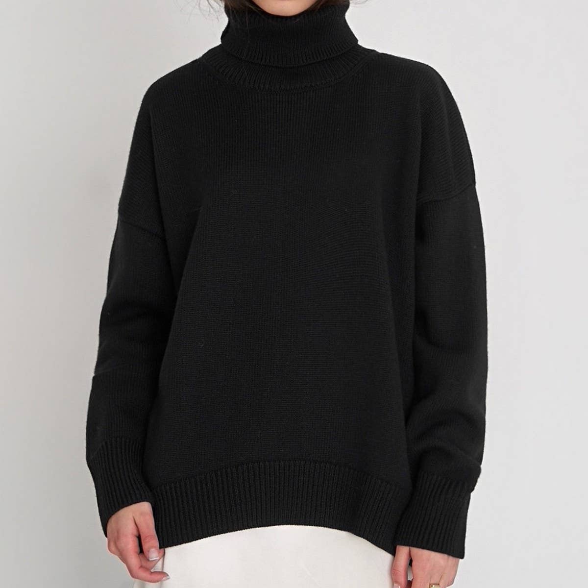 Women's Solid Turtleneck Knit Sweater