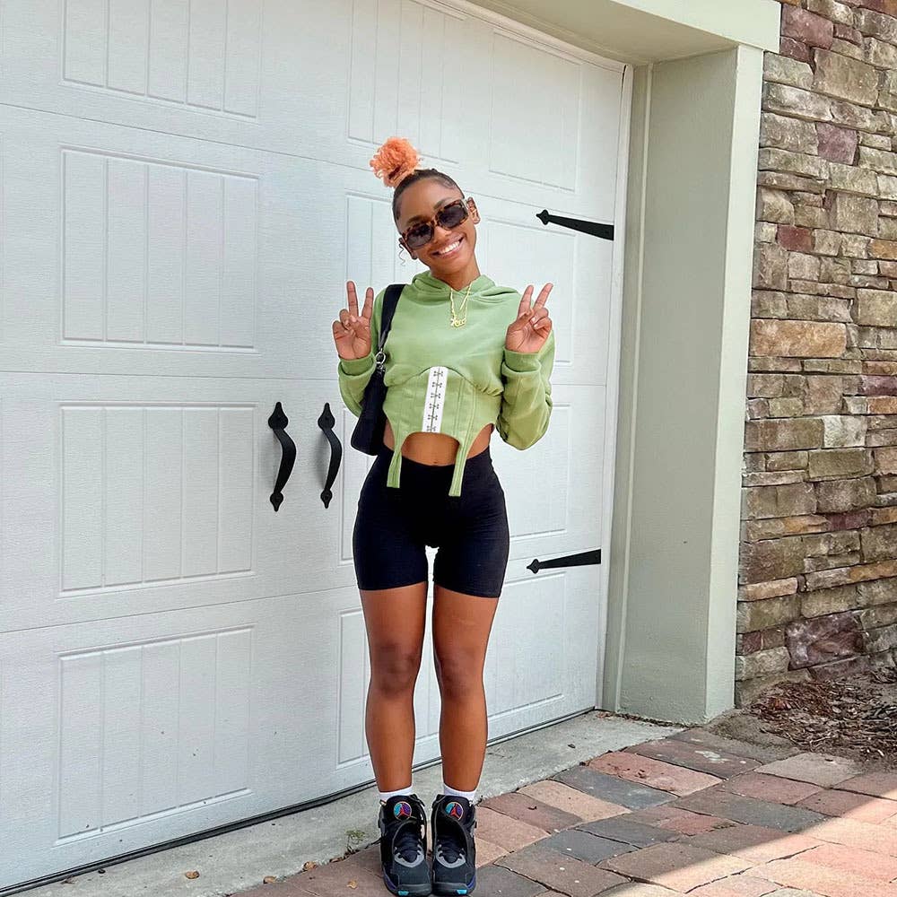 HOODED PATCHWORK ROW HOOK STREET CASUAL HOODIE