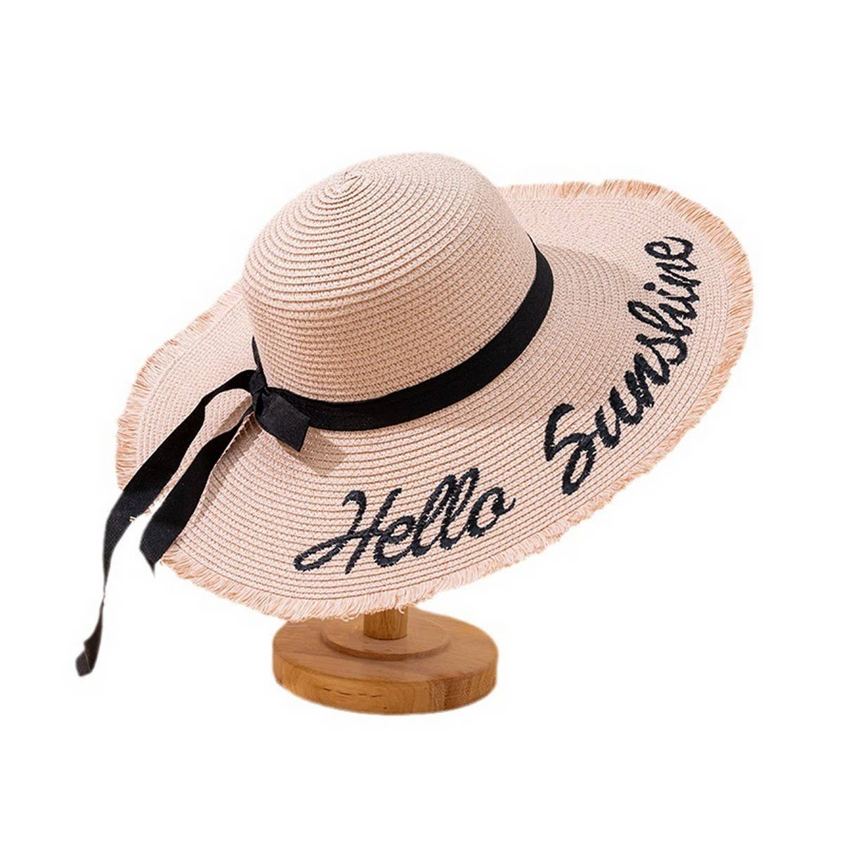 Small fresh large brim summer bow straw hat_CWAH3479