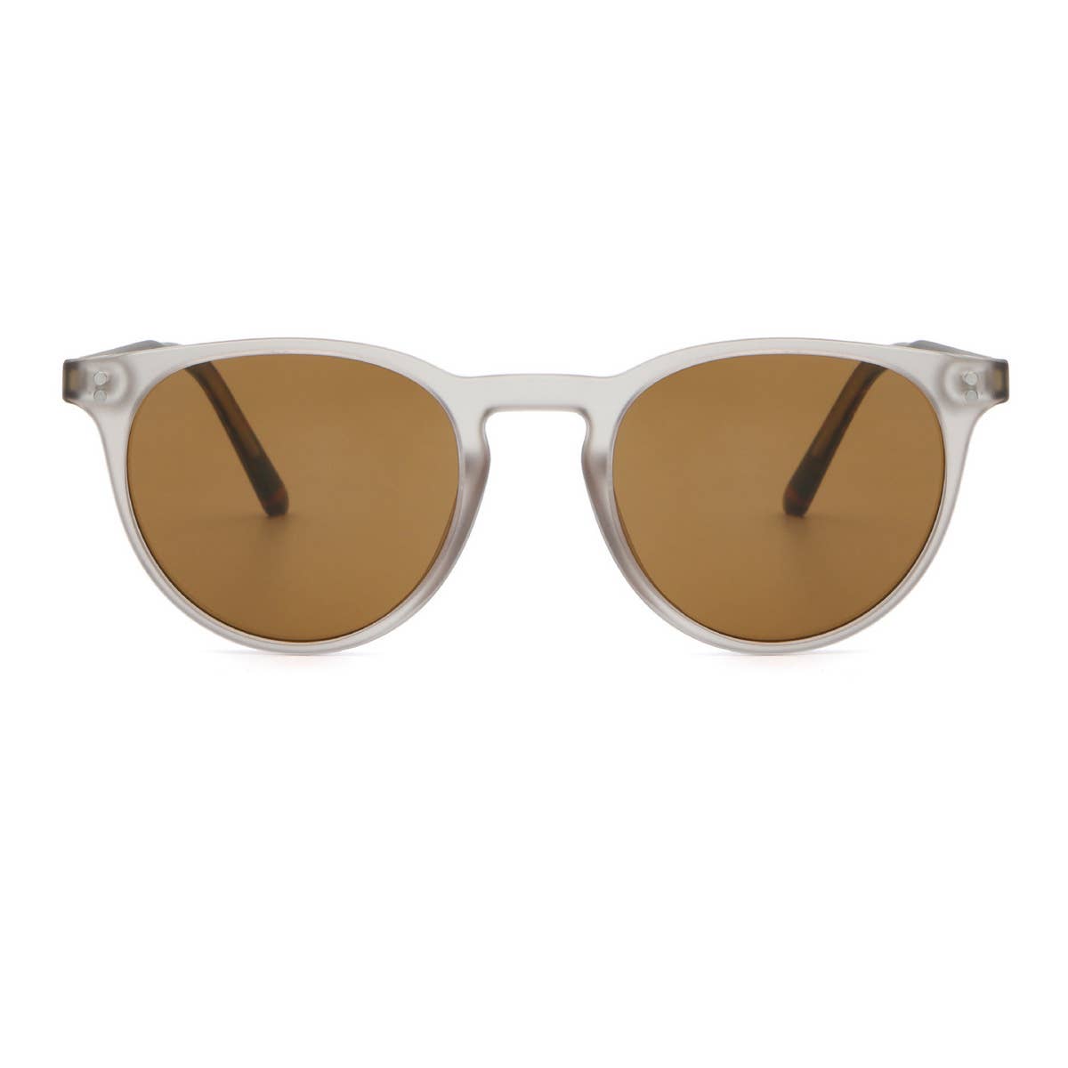 FASHIONABLE FAUX ACETATE ROUND FRAME SUNGLASSES